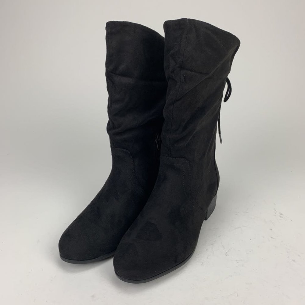 Soda Womens Slouch Boots Black Calf High Shoes 8.5